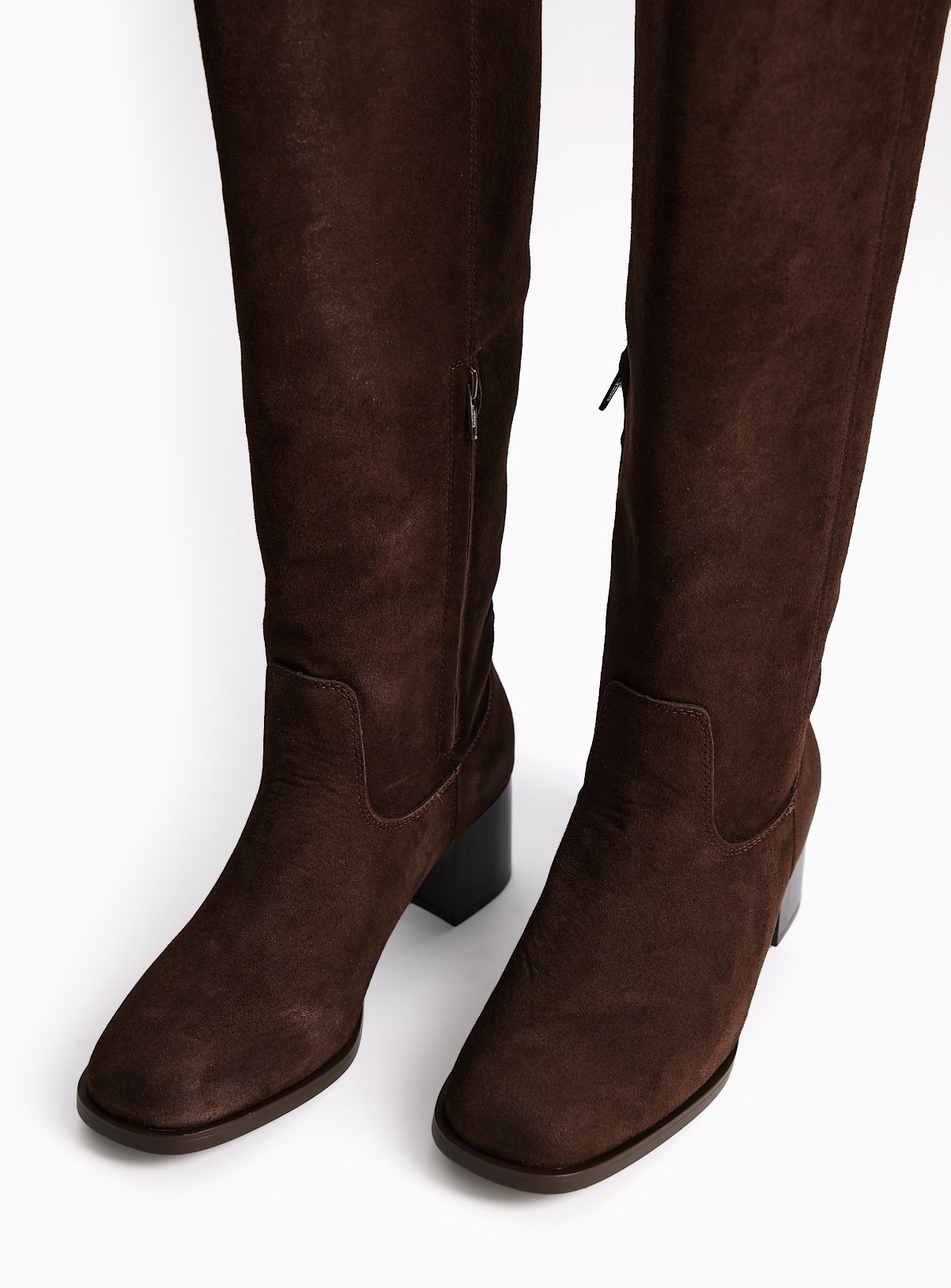Brown Faux Suede Knee High Boots 4 - Image 3 thumbnail